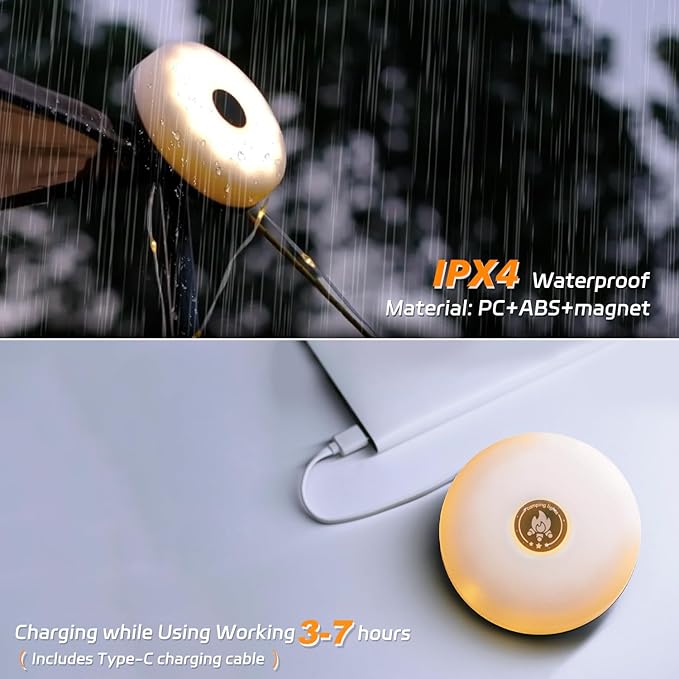 Camping Lights String,Outdoor String Lights with 5 Lighting Modes,Quick 30s Recovery,Durable and Waterproof,USB Charging-Portable Camping Lights for Camping,Yard,and Hiking(2PACK)