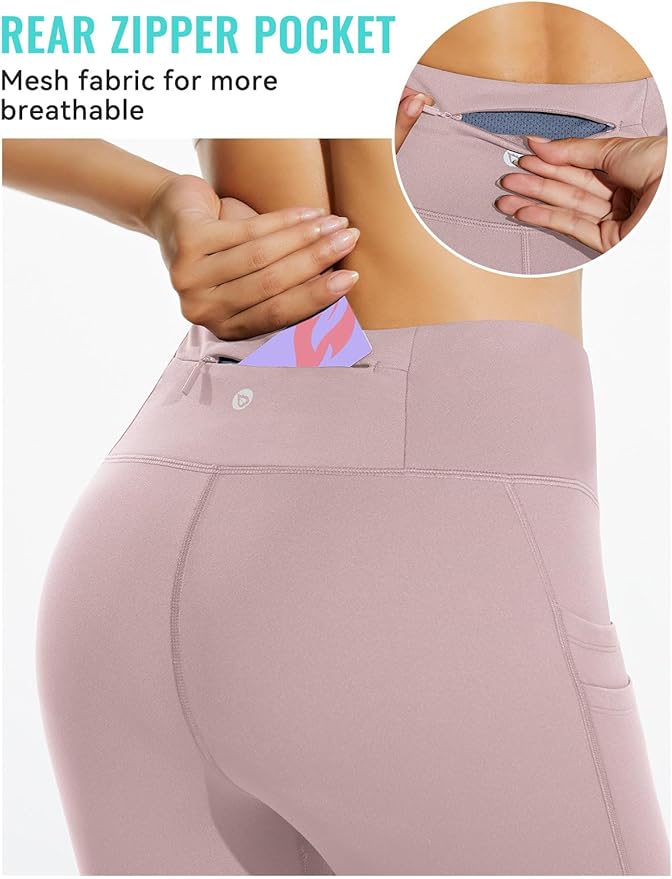 baleaf Women's Fleece Lined Leggings Water Resistant Thermal Winter Warm Tights High Waisted with Pockets Running Gear