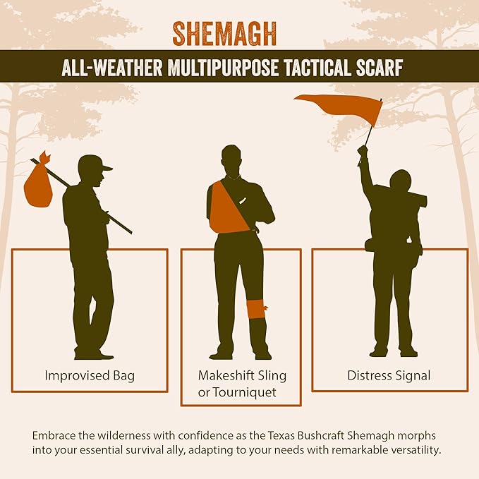 Texas Bushcraft Tactical Shemagh - Authentic Keffiyeh 100% Cotton for your Camping, Hiking and Backpacking Gear