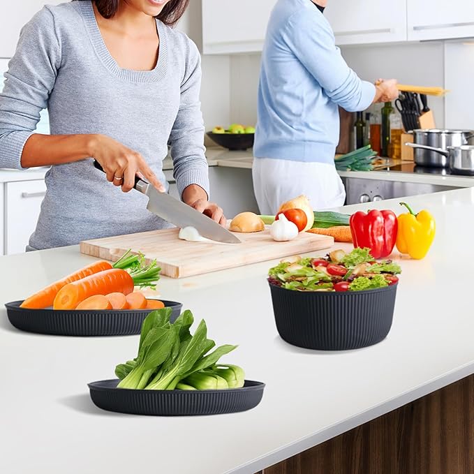 Reusable 16 Pcs Wheat Straw Dinnerware Sets Plastic Plates And Bowls Sets Unbreakable Dinnerware Set Dishes for 4 Microwave Safe Plates Cereal Bowls Tableware For Camping Party