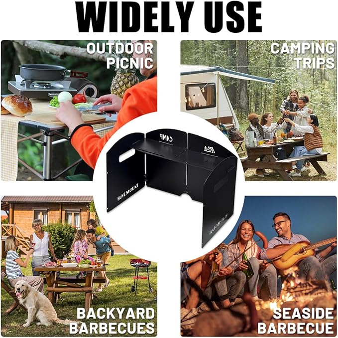 4 Panel Steel Camping Stove Windscreen, Outdoor Picnic Stove Windscreen with Drawstring Bag, Camping Windshield for Camping, Picnics, Backpacking, Cooking and other Outdoor Activities