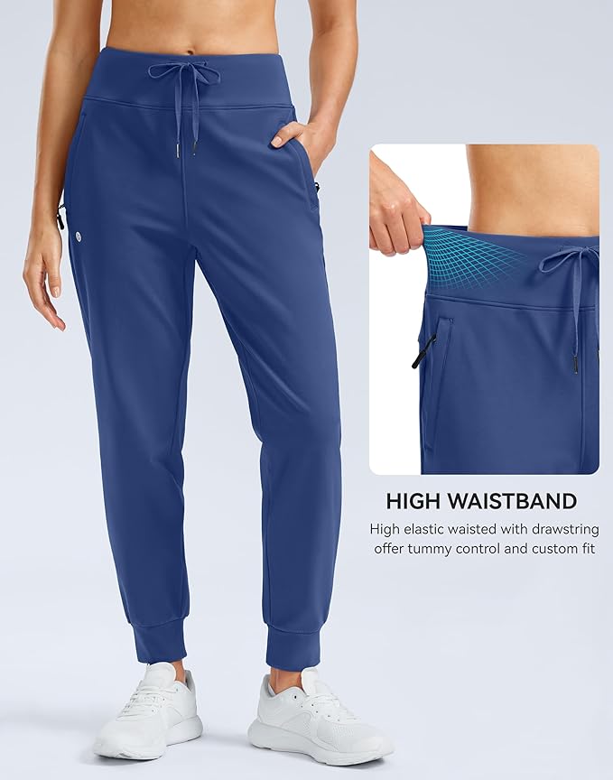 G Gradual Women's Fleece Lined Joggers Water Resistant Hiking Pants High Waisted Winter Thermal Sweatpants 3 Zipper Pockets