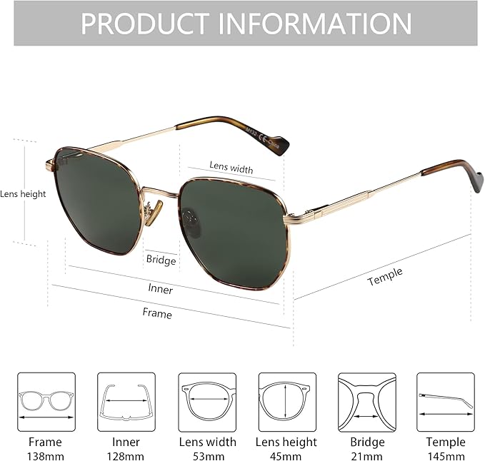 ZENOTTIC Hexagon Polarized Retro Sunglasses for Men Women-Vintage Metal Frame Design UV Protection Trendy Fashion Shades