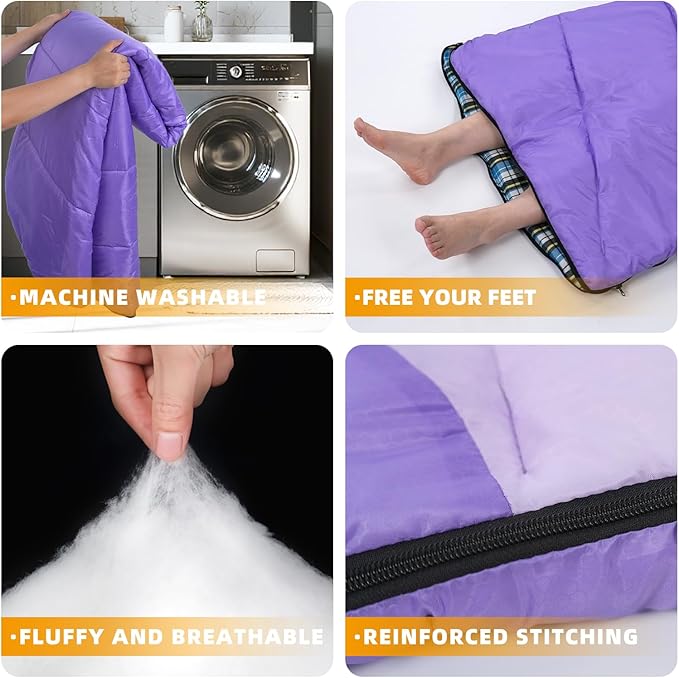 Cotton Flannel Liner Sleeping Bag for Adults Teens Kids, Cold Weather & Warm, 3-4 Seasons, Lightweight Compact Camping Essentials Equipment, Hiking, Outdoor, Travel