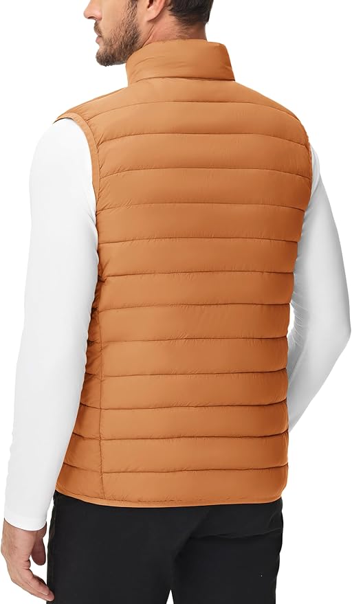 Cotrasen Men's Puffer Lightweight Vest Packable Outerwear Vest Warm Winter Outdoor Sleeveless Jacket for Travel Running