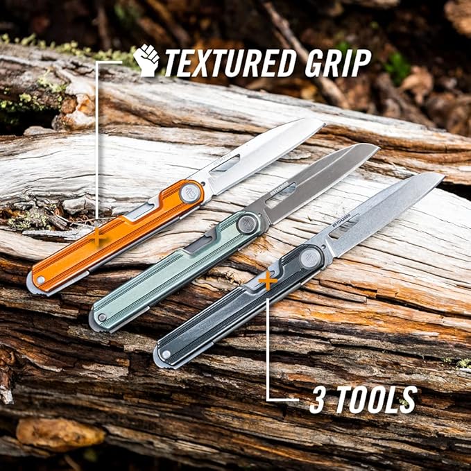 Gerber Gear Armbar Slim Cut Pocket Knife EDC Multitool with Blade, Scissors, and Bottle Opener for Camping, Onyx