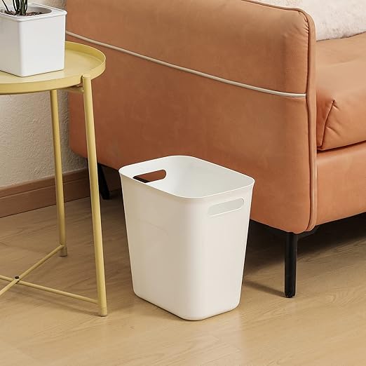 UUJOLY Plastic Small Trash Can Wastebasket, Garbage Container Basket for Bathrooms, Laundry Room, Kitchens, Offices, Kids Rooms, Dorms, 3.5 Gallon, White, 3 Pack