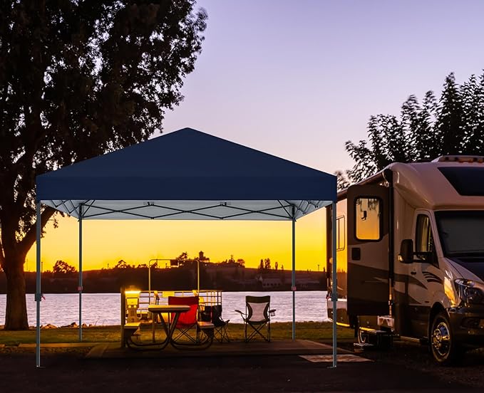 COOSHADE Pop Up Canopy Tent 10x10 with 2 Sidewalls, Outdoor Shade Instant Canopy Tents(Navy Blue)