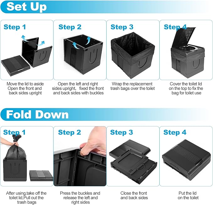 Portable Toilet Camping Toilets for Car Indoor Outdoor Commode Foldable Travel Potty for Camping,Tent,Hiking,Boating,Long Road Trips,Traffic jam,Home