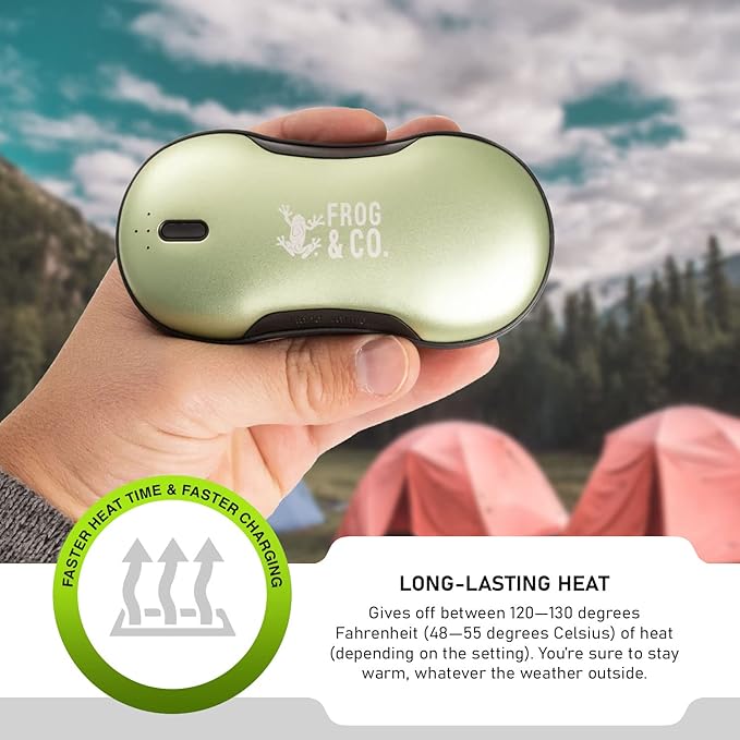Survival Frog QuickHeat PRO Rechargeable Hand Warmer with Portable Power Bank - Premium Quality Electric Hand Warmer - Reusable Hand Warmers - USB Heater for Hands with Storage Bag and Lanyard