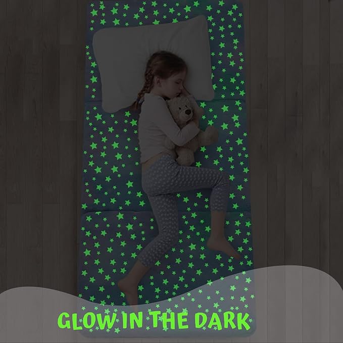 MeMoreCool Foldable Floor Mattress for Kids, Glow 57x22 Inch Toddler Nap Mat for Sleeping and Daycare, Portable Trifold Futon Mattress Floor Bed