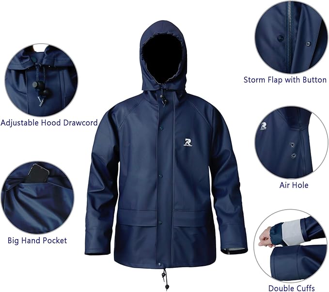 RainRider Rain Suits for Men Waterproof Rain Jacket Coat Pants Heavy Duty Women Fishing Rain Gear Workwear