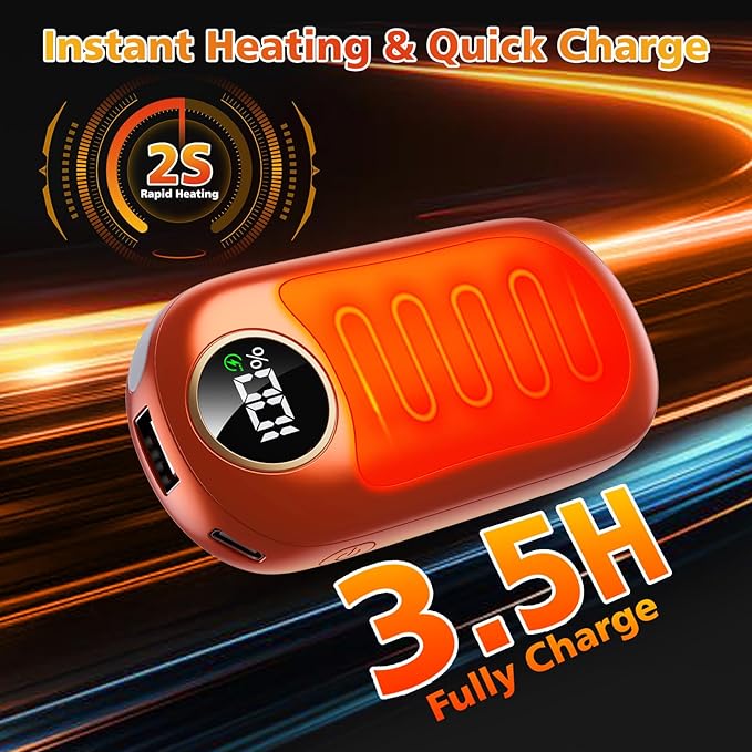 Hand Warmers Rechargeable 2 Pack, Dual Sided Electric Hand Warmer, 20Hrs Warmth, 8 Heating Mode, Portable Charging Pocket Heater for Men, Women, Raynauds, Camp, Hunting, Golf