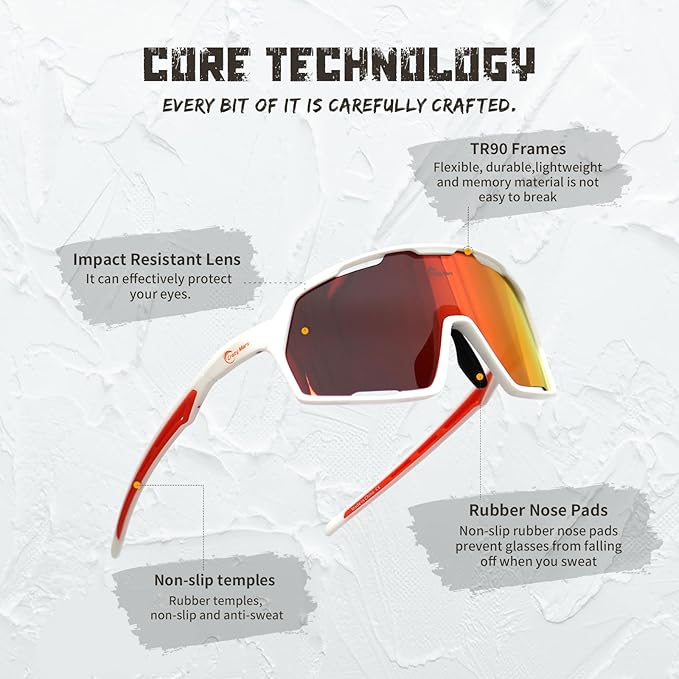 Polarized Sport Safety Sunglasses UV400 Protection & Lightweight Glasses for Men Women, Adjust for Cycling Running