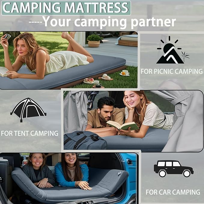 LINKET Camping Sleeping Pad | Self Inflating Sleeping Pad with Electric Pump, Camping Mattress Compact for Backpacking Hiking Traveling Sleeping Mat Pad -Ultralight Self Inflating Air Mattress
