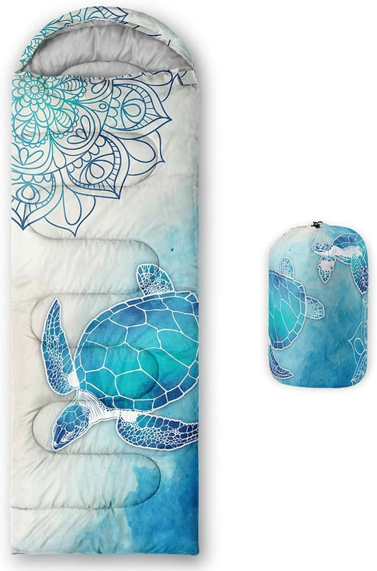 HOSIMA Cartoon Axolotl Sleeping Bags for Kids 10-12,Blue Cartoon Kids Sleeping Bags for Girls Boys,Compact Sleeping Bag for Camping Essentials and Hiking.