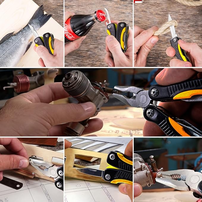 Mini Multitool Knife 12 in 1 Small Pocket Multi Tool with Knife and Pliers - Best Small Multi Purpose All in One Utility for Men & Women - Best Gear Accessory for EDC Work Camping Hiking 2229