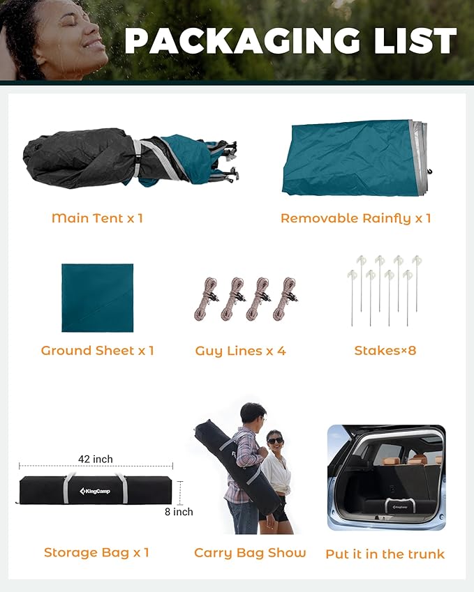 KingCamp Instant Shower Tent, Portable Superior Stable Privacy Shelter, Large Room Outdoor Toilet Tent with Floor for Beach, Camping & Hiking, Setup in Under 60s