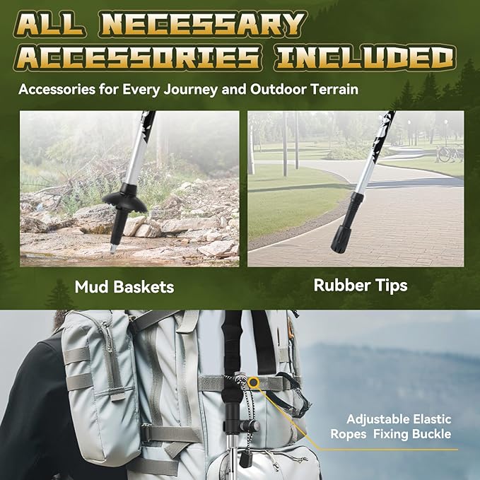 Collapsible Aluminum Single Trekking Pole(1pc) - Lightweight Hiking Stick for Women, Men & Seniors, Adjustable Walking Sticks for Hiking, Camping & Outdoor Activities