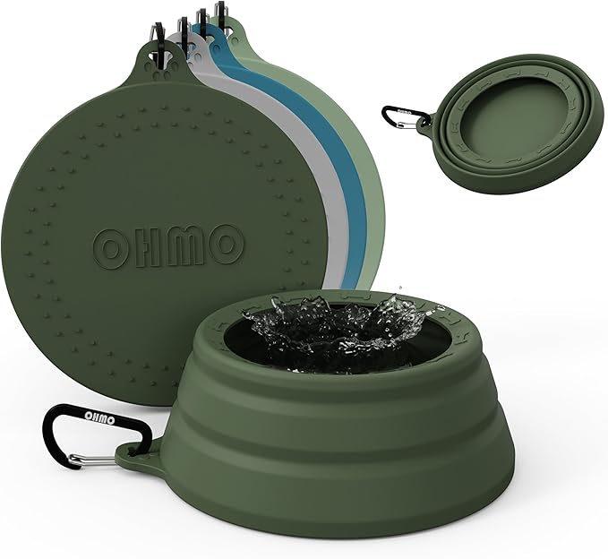 OHMO Spill Proof Collapsible Dog Water Bowl 24oz for Cars, No Splash Portable Bowls for Dog Travel, Pet Essentials for Road Trips, Cat Travel Accessories