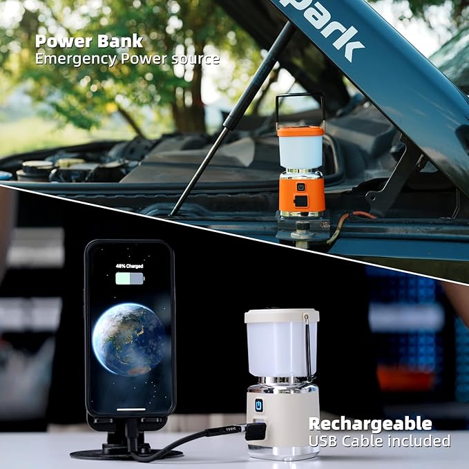 LED Camping Lantern Rechargeable, Allspark LED Lantern Flashlight,1000LM, 4 Light Modes, IPX4 Waterproof,Emergency Light for Home Power Outages, Hurricane, Storm,Outdoor Hiking(Orange)