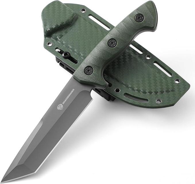 Tanto Knife Fixed Blade with Sheath Tactical Fixed Blade Knife, Sharp Fulltang Outdoor Survival, Versatile for Horizontal, Scout Carry and Vertical Carry