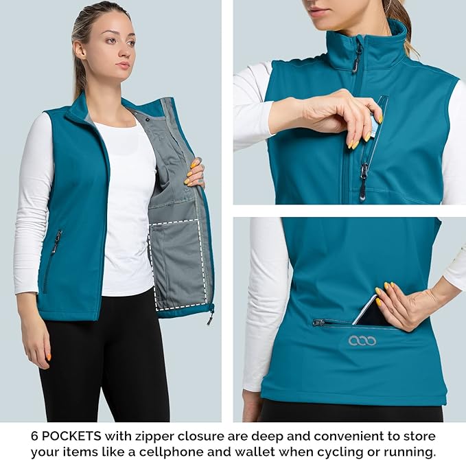 33,000ft Women's Lightweight Running Vest Outerwear with Pockets, Windproof Sleeveless Jacket for Golf Hiking Travel