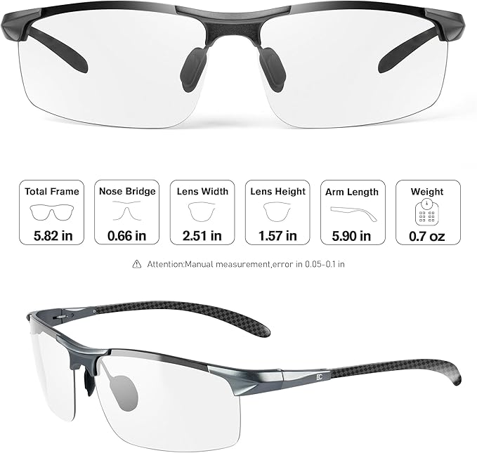 BIRCEN Polarized Carbon-Fiber Sunglasses for Men: Ultralight UV Protection Sun Glasses for Outdoor Sports Fishing Golf Hiking
