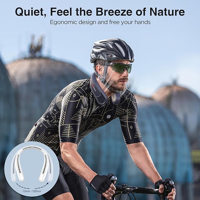 Neck Fan, Hands Free Bladeless Neck Fans Portable Rechargeable, 6000 mAh Battery Operated Wearable Personal Fan, Cooling Neck Fan, 3 Speeds, USB Fan Gifts for Men, Women, Travel, Outdoor
