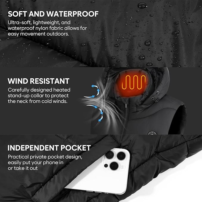Heated Vest Women with 16000mAh Battery Pack Included, Electric Warm Heating Jacket Vest with 15 Heating Zones