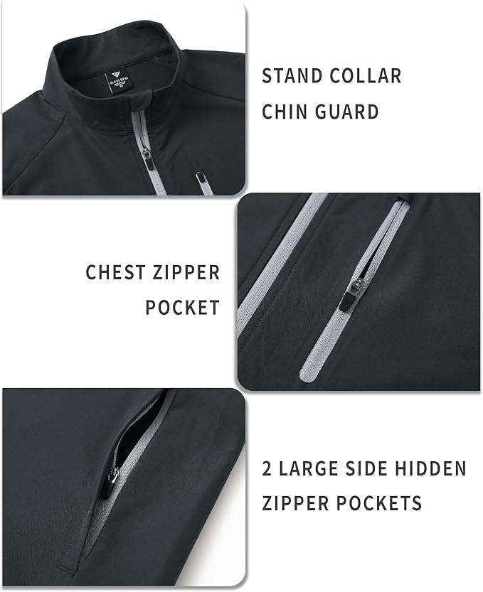 M MAELREG Mens Vests Outerwear Windproof Lightweight Softshell Vests Zip Pockets Sports Sleeveless Jacket Golf Vests for Men