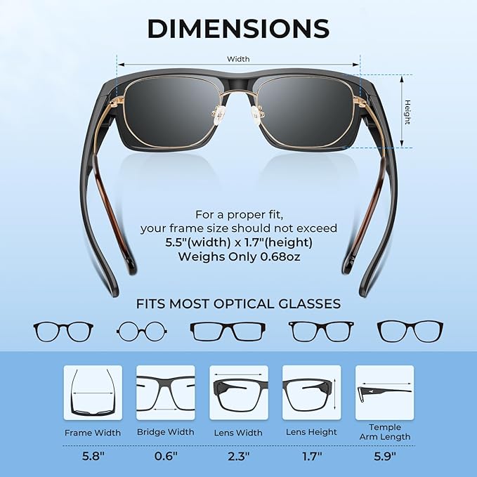 KastKing Molino Fit-Over Polarized Sunglasses,UV400 Protection Ultralight Wraparound Fishing Sports Sunglasses, TAC Lenses