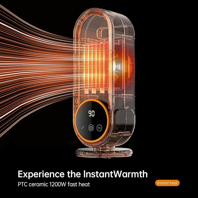 Space Heater Indoor - Energy Efficient Portable Heater with Adjustable Thermostat,1200W PTC Rapid Heating Ceramic Technology with Remote,Intelligent Timing, Ideal for Home and Office Use (NEW E68)