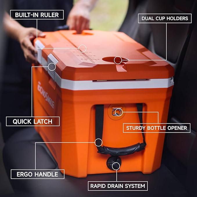 EchoSmile Ultra-Light Hard Cooler 35L/37qt, Outdoor Insulated Ice Chest Box