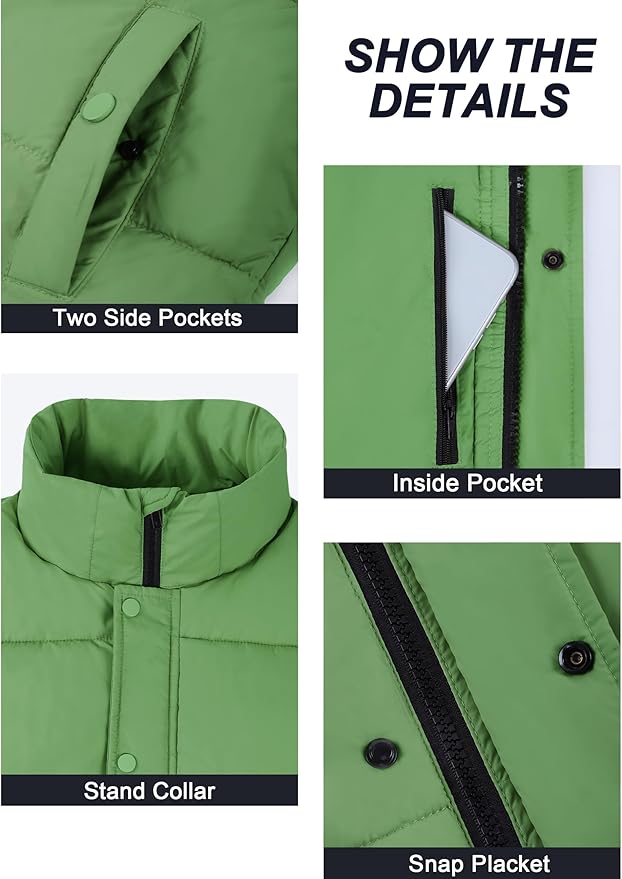 Fengbay Womens Puffer Vest Sleeveless Puffy Cropped Vests Stand Collar Vest Lightweight Bubble Quilted Vests Trendy 2025