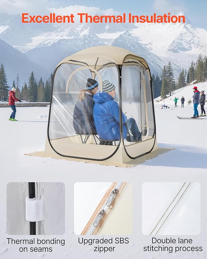 VEVOR Pop up Sports Tent, 4 Sizes Optional Clear Bubble Tent for 1-6 Person, Waterproof Outdoor Pod with Floor Mat & Top Cover, Garden Igloo Dome Tents Camping Shelter for Sports Watching
