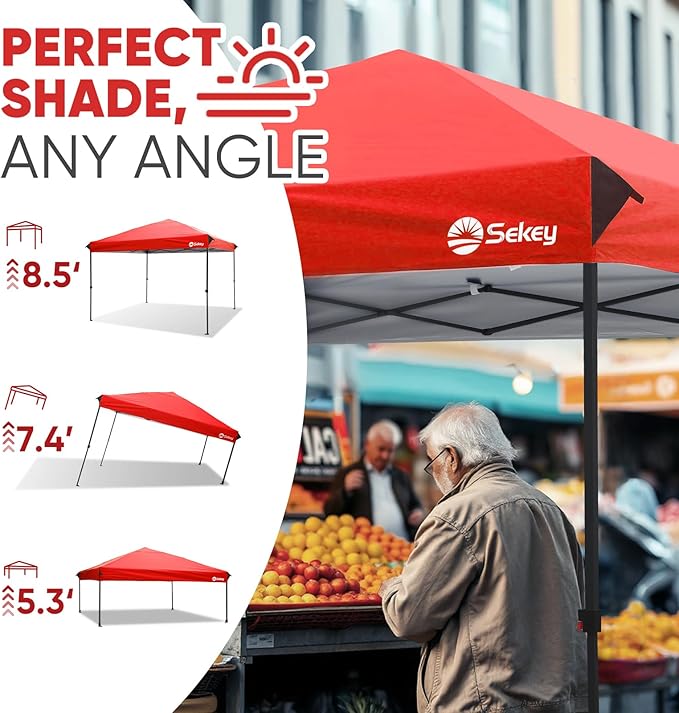 Sekey 10x10 Pop Up Canopy with One Push Setup-Easy Up Canopy with 99% UV Blocking - Instant Outdoor Sun Shade for Events, Parties, Camping- Commercial Gazebo with Weight Bags,Wind Proof&Waterproof