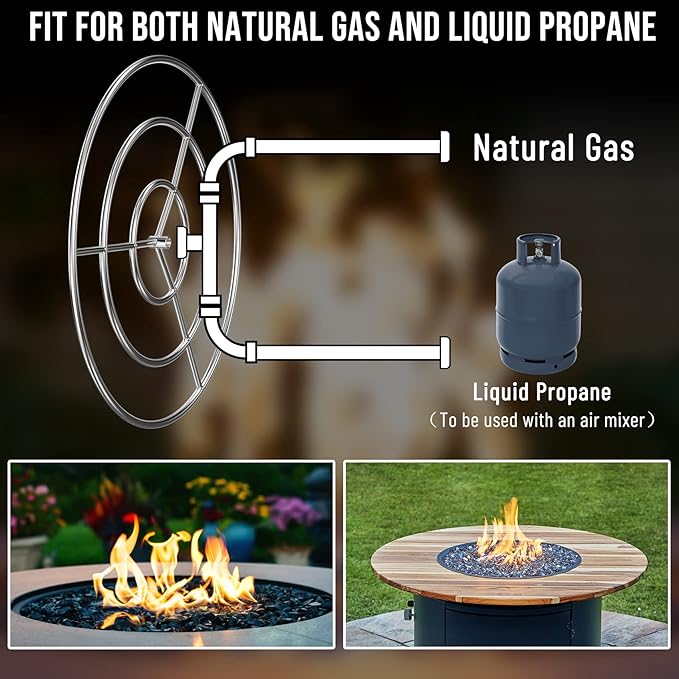 Skyflame 30-Inch Round Fire Pit Burner Ring, 304 Stainless Steel