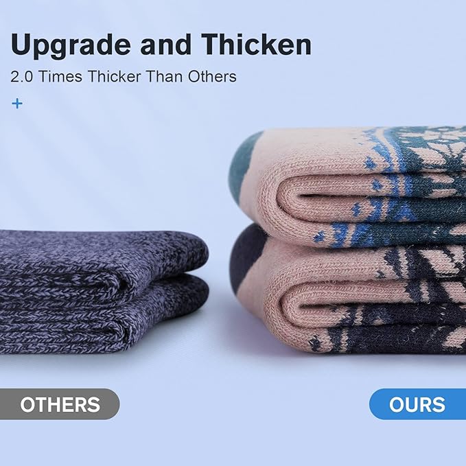 SIMIYA 5 Pairs Merino Wool Socks for Women Winter Thick Warm Hiking Socks Women Thermal Crew Cushion Socks