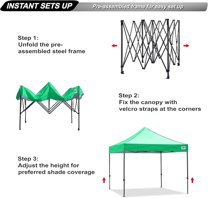 ABCCANOPY Patio Pop Up Canopy Tent 10x10 Commercial-Series (Kelly Green)