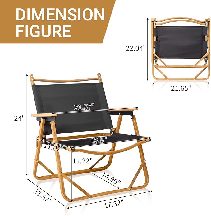 Outvita Portable Folding Camping Chair, Ultralight Low Beach Chair, Durable Aluminum Frame Armchairs for Hiking Concert Fishing Picnic, Supports 221Lbs