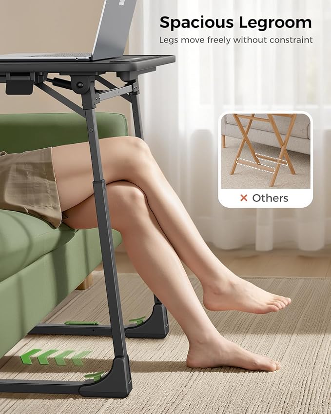 SAIJI Upgraded Small Folding Table, Height & Tilt Adjustable Sturdy TV Dinner Tray Tables, Multifunction TV Trays for Eating, Working, Crafting on Couch & Bed, Living Room Laptop Desk