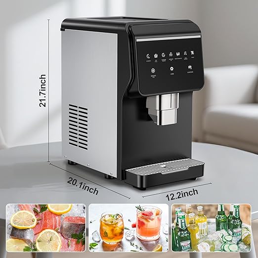 Nugget Ice Maker Countertop, Ice/Water/Ice & Water Optional, 90Lbs/24H Pellet Crushed Chewable Ice Machine Stainless Steels with Self-Cleaning for Home Office Kitchen Party RV