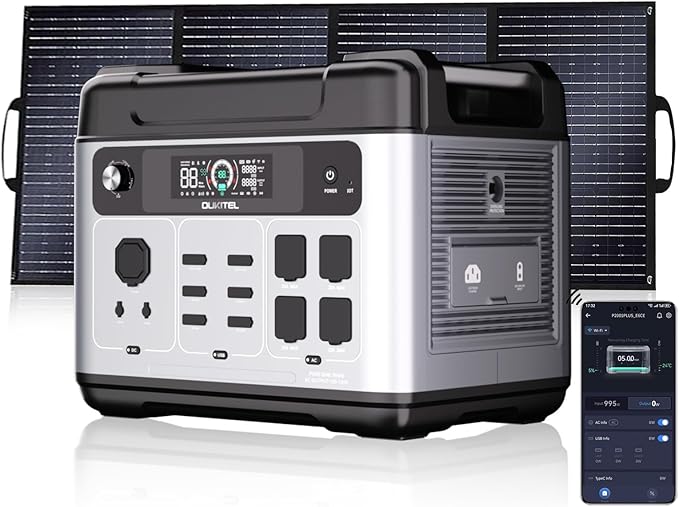 OUKITEL P2001 Plus 2400W Solar Generator with 200W Solar Panel, 2048Wh Solar Power Station with 4 AC Outlets(5000W Peak), 1.5H Full Charging, APP Control Battery Backup for Home, Camping & RVs