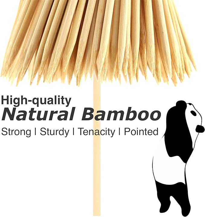 Natural Bamboo Skewers 14” Φ=4mm,(200 PCS) for BBQ,Appetiser,Fruit,Cocktail,Kabob,Chocolate Fountain,Grilling,Barbecue,Kitchen,Crafting and Party. More Size Choices /8"/10"/12"/14"/16"(14")