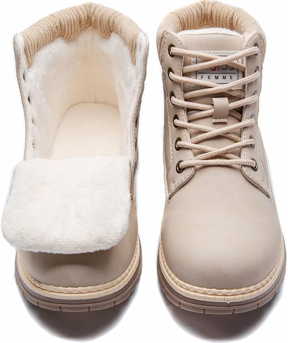 ANJOUFEMME Work Hiking Boots for Women Waterproof - Womens Outdoor Ankle Boots Lightweight Snow Winter Boots for Trekking Walking