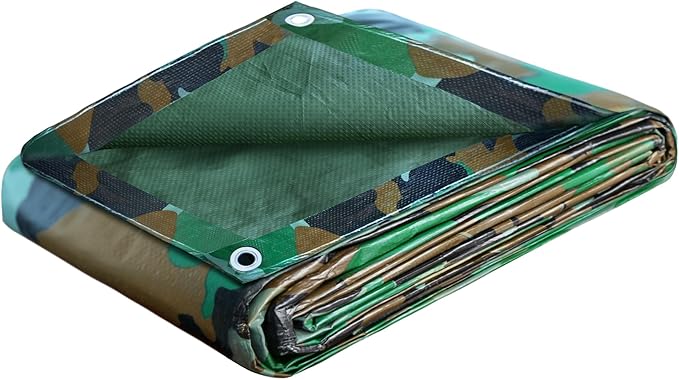 STARPYNG-7 Mil Camouflage 10x12 Feet Tarp-Multifunctional Camo Waterproof Tarpaulin-Waterproof, UV Resistant, Rip and Tear Resistant, Poly Tarpaulin with Reinforced Edges for Cover