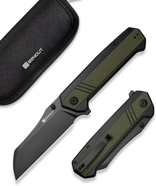 SENCUT Draxor Folding Pocket Knife for EDC, Camping Knife with 3.7'' 9Cr18MoV Blade & G10 Handle, Gift for Men Women (Green)