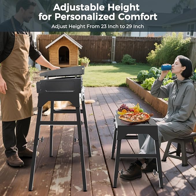 Foldable Griddle Stand for Blackstone 17 & 22 Inch - Heavy-Duty Outdoor Grill Table with Adjustable Legs, Side Shelf, Utensil Hooks - Portable BBQ Stand for Camping, Tailgating, Backyard