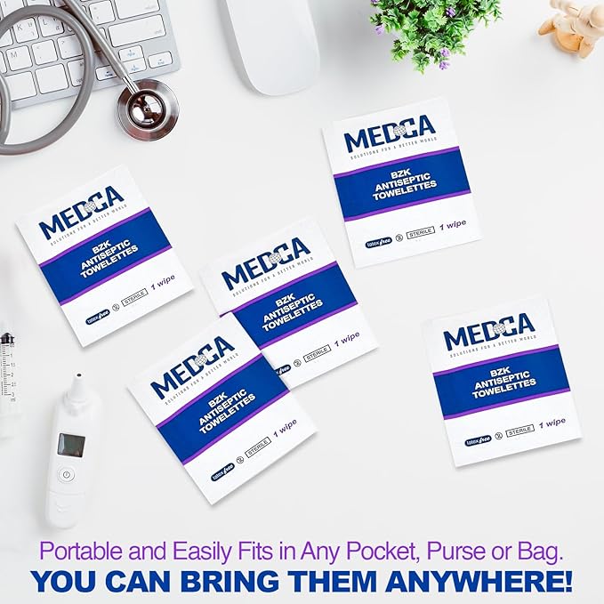 Hand Wipes – (Pack of 4000) Benzalkonium Chloride Swabs Individual BZK Single-Use Packets by MEDca